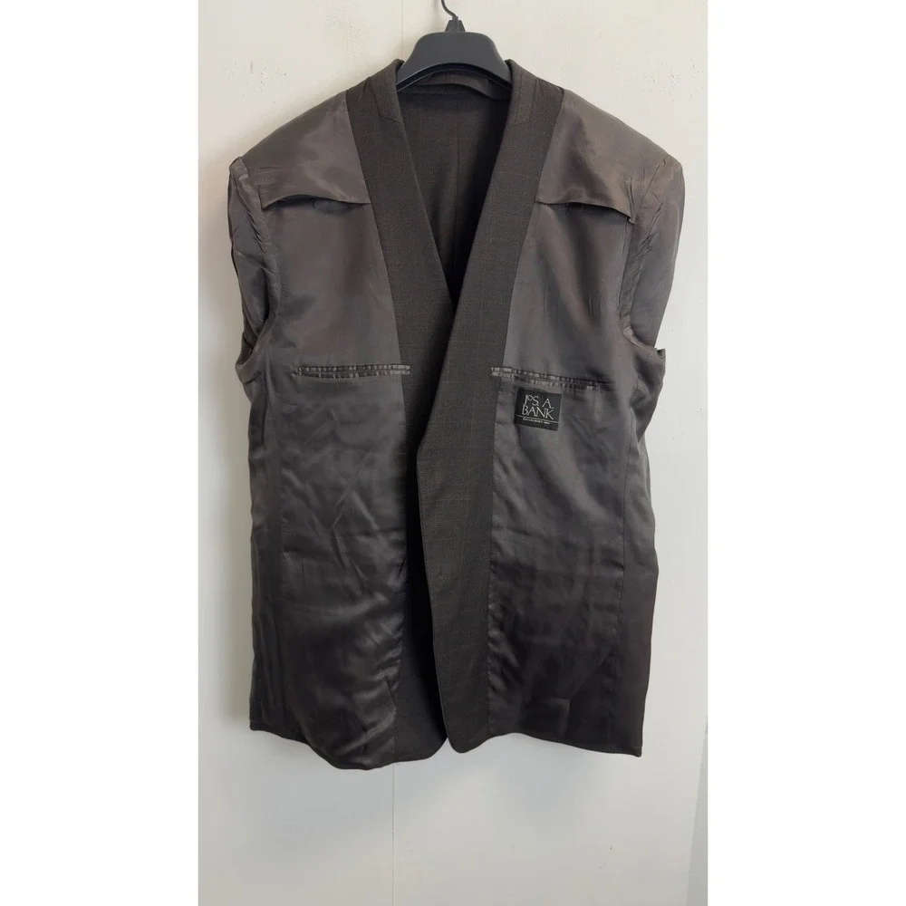 Jos A Bank Mens 46R Blazer‎ 100% Wool Brown Windowpane Check Sport Coat 2 Button